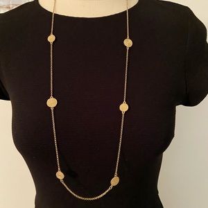 Long Gold Tone Station Necklace